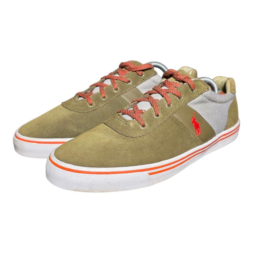 Polo Ralph Lauren Hanford 10D Suede‎ Mesh Olive Green Casual Shoes Mens SB2